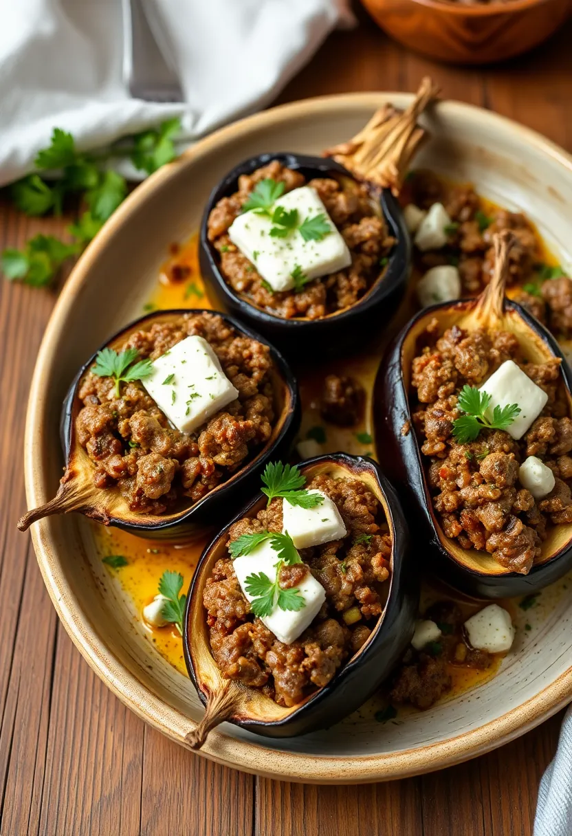 25 Carnivore Ground Lamb Recipes for Protein Packed Meals 14. Lamb and Feta Stuffed Eggplant