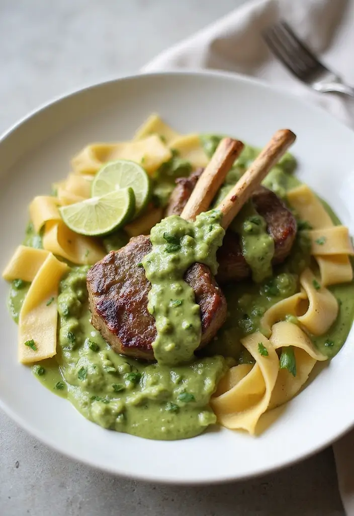 25 Lamb Chop and Pasta Recipes Creamy and Irresistible 10. Creamy Avocado Sauce Lamb Chops with Pappardelle