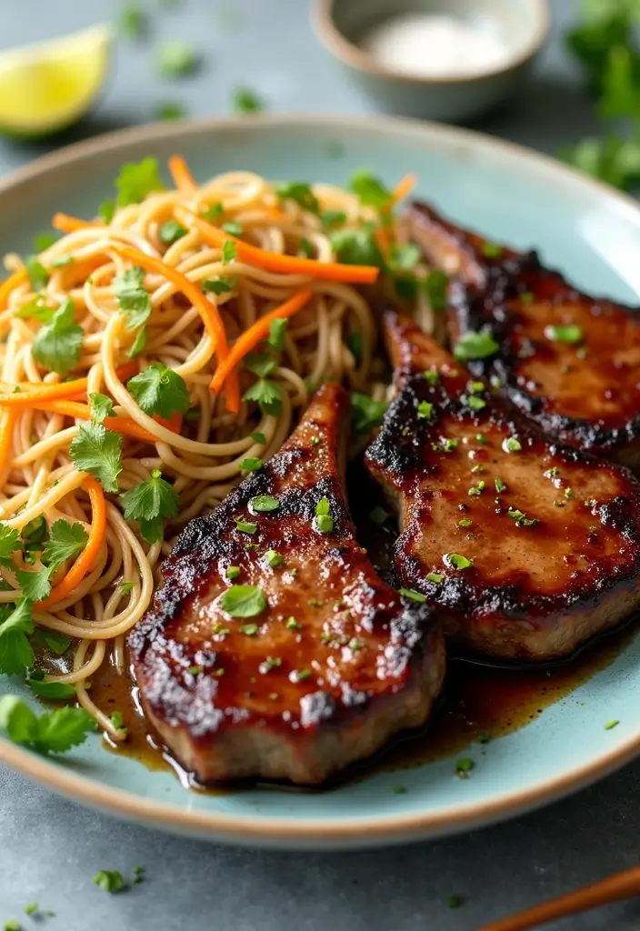 25 Lamb Chop and Pasta Recipes Creamy and Irresistible 13. Ginger Soy Glazed Lamb Chops with Noodle Salad