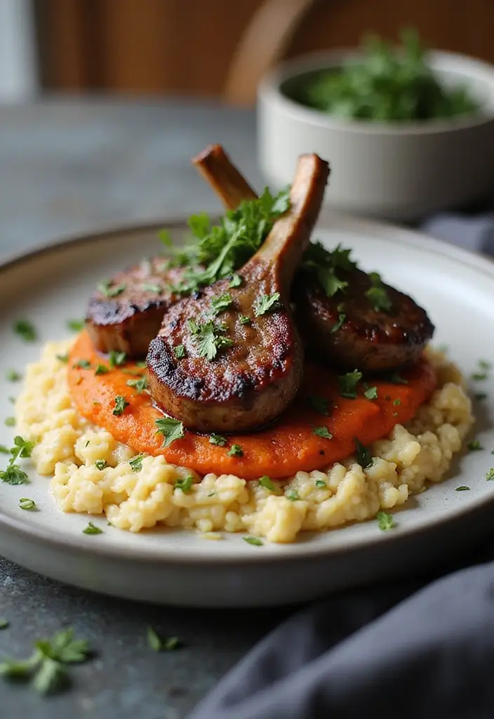 25 Lamb Chop and Pasta Recipes Creamy and Irresistible 18. Smoked Paprika Lamb Chops with Creamy Risotto