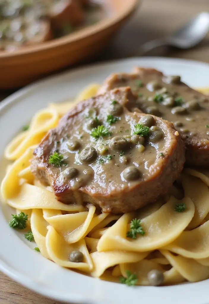 25 Lamb Chop and Pasta Recipes Creamy and Irresistible 22. Creamy Caper Sauce Lamb Chops with Egg Noodles