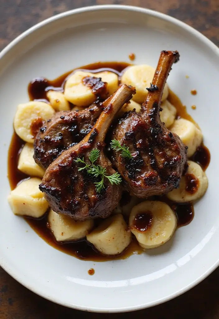 25 Lamb Chop and Pasta Recipes Creamy and Irresistible 6. Balsamic Glazed Lamb Chops with Creamy Gnocchi