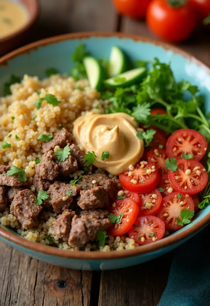 25+ Lamb Dinner Recipes for Special and Everyday Occasions - 20. Mediterranean Lamb and Quinoa Bowl