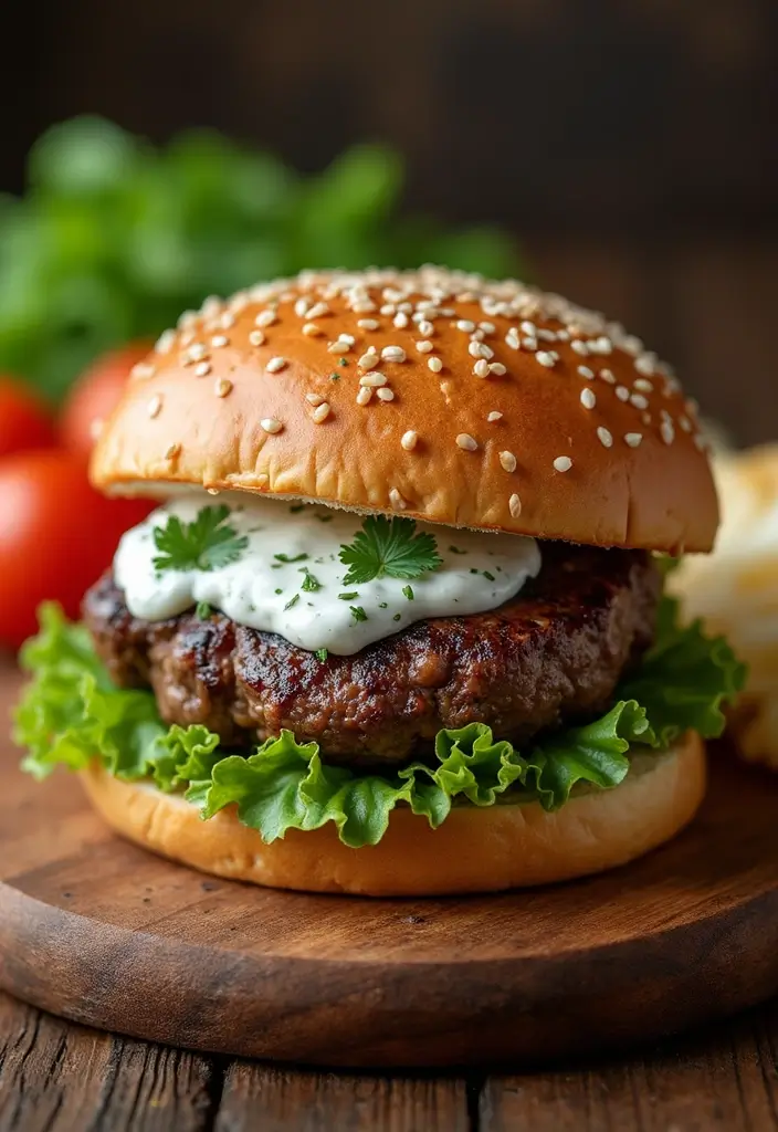 26 Lamb Sandwich Recipes Quick and Hearty Lunch Ideas 9. Lamb Burger with Tzatziki Sauce