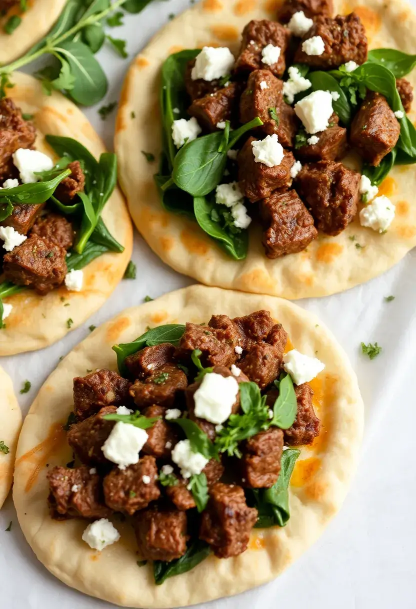 26 Middle Eastern Ground Lamb Recipes Full of Exotic Flavor 14. Lamb Flatbreads with Feta and Spinach