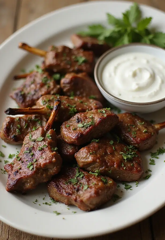 28 Australian Lamb Recipes Iconic and Flavor Packed 16. Grilled Lamb Skewers with Yogurt Sauce