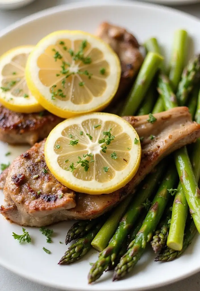 28 Healthy Lamb Chop Recipes Guilt Free and Delicious 7. Lemon Garlic Lamb Chops with Asparagus