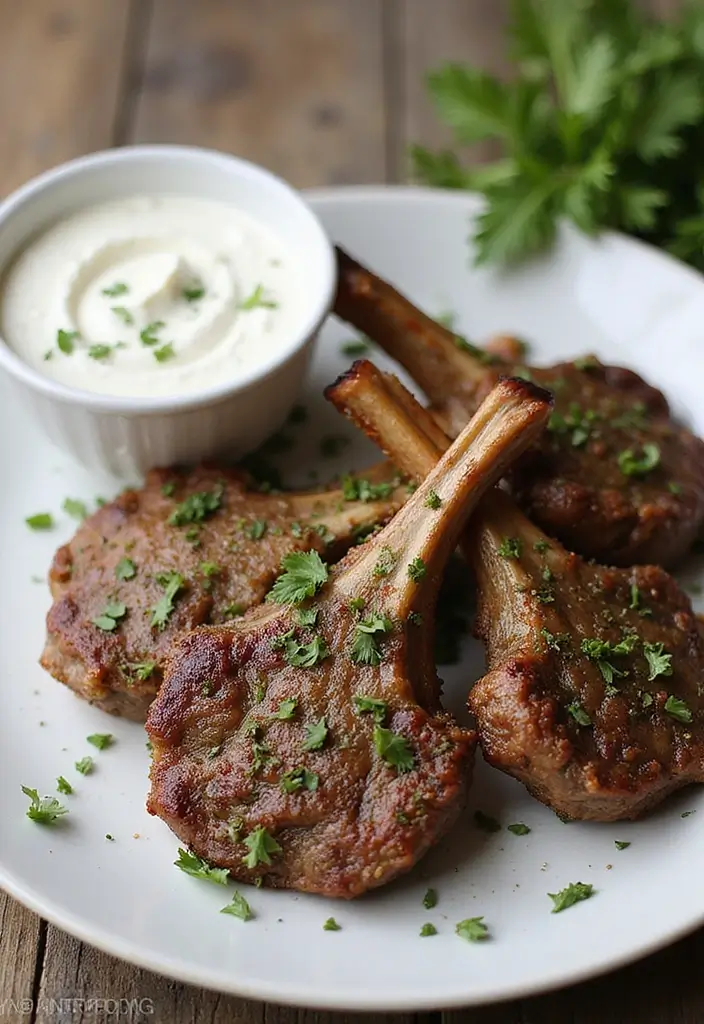 28 Ottolenghi Lamb Recipes Unique and Flavorful Creations 4. Herb Crusted Lamb Chops with Yogurt Dip