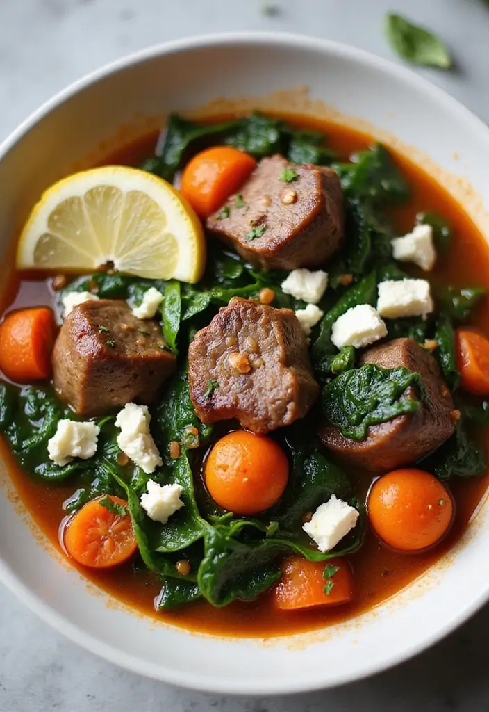30 Greek Lamb Stew Recipes Packed with Authentic Taste 16. Greek Lamb Stew with Spinach and Feta