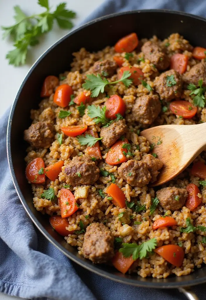 30 Ground Lamb Recipes Juicy and Easy Dinner Ideas 2. One Pan Mediterranean Lamb and Rice