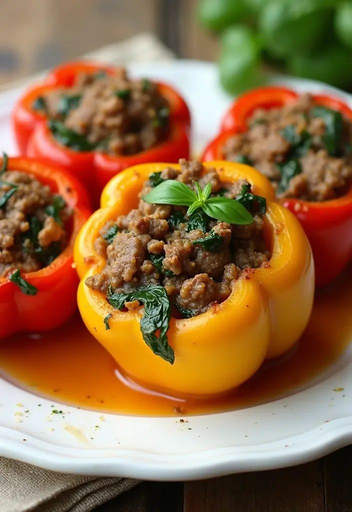 30 Juicy and Easy Lamb Pieces Recipes for Busy Weeknights 13. Lamb and Spinach Stuffed Peppers