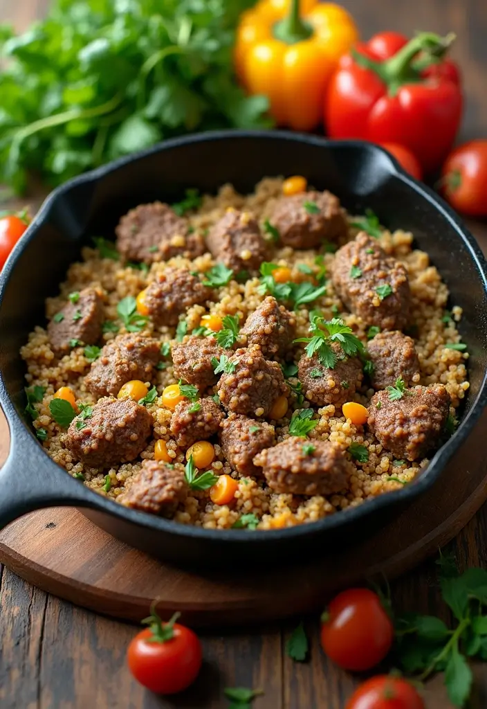 30 Recipes with Ground Lamb Meat Quick and Satisfying Meals 5. One Pan Lamb and Quinoa Skillet