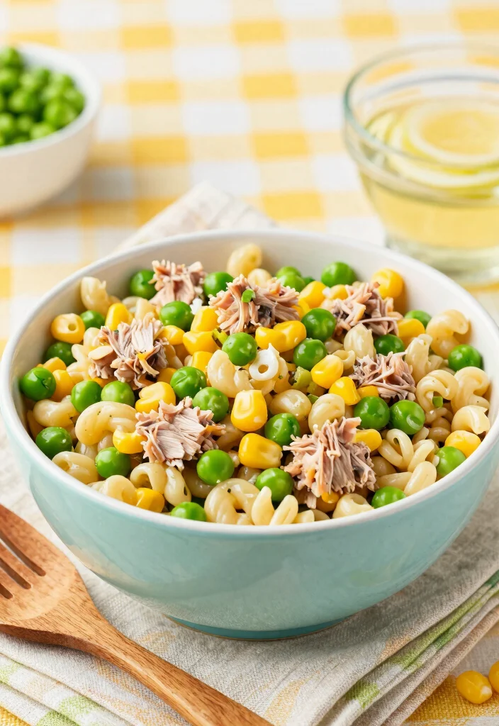 10 Cold Tuna Macaroni Salad Recipes for Summer Meals - 7. Tuna Macaroni Salad with Corn and Peas 1