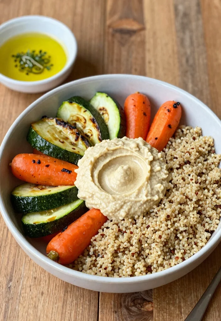 10 Dinner Recipes with Hummus for Easy Flavor Boosts 3. Hummus and Roasted Vegetable Grain Bowl 0