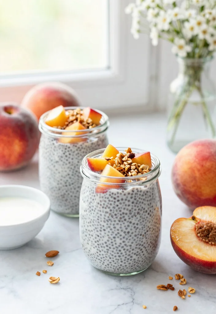 10 Healthy Peach Recipes for Light Fresh Eating 3. Healthy Peach Chia Pudding 0