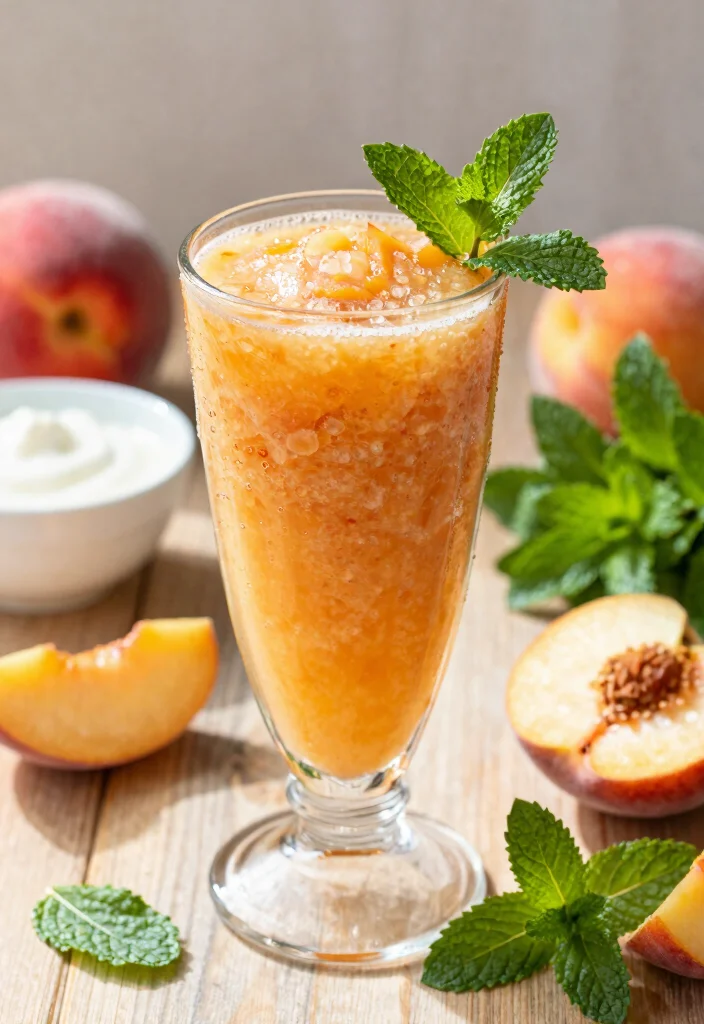 10 Healthy Peach Recipes for Light Fresh Eating 4. Peach and Mint Smoothie 0