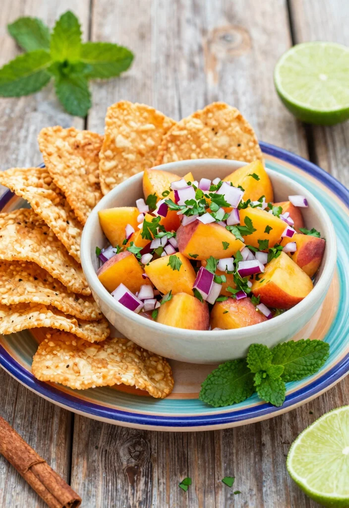 10 Healthy Peach Recipes for Light Fresh Eating 7. Peach Salsa with Cinnamon Chips 0