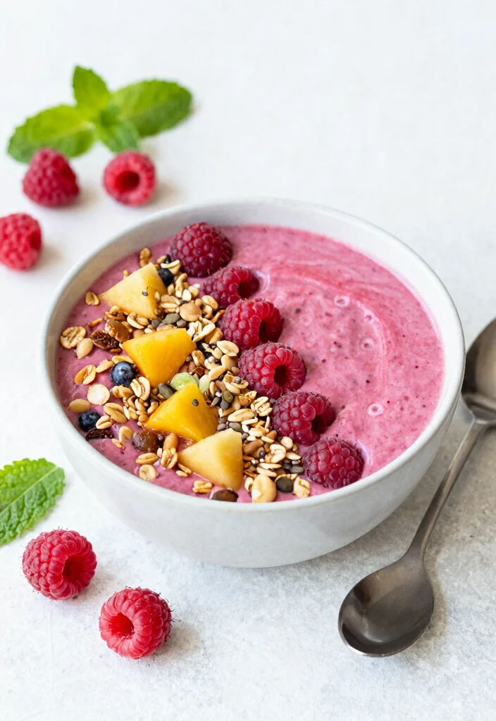 10 Vegan Raspberry Recipes for Sweet and Tart Treats 6. Raspberry Smoothie Bowl 0