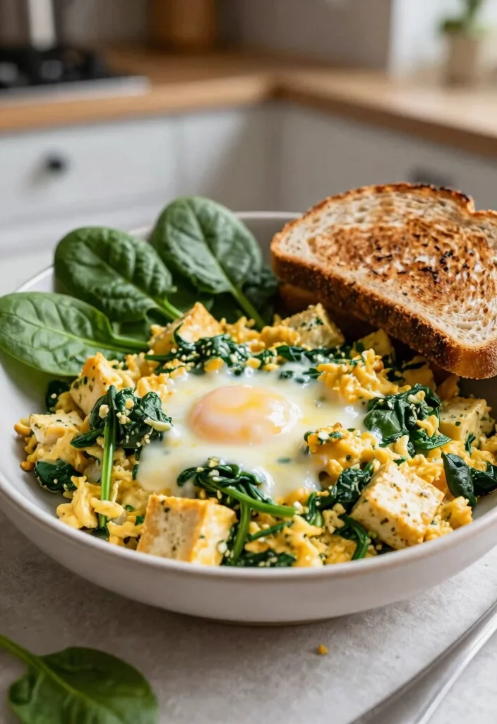 10 Vegan Tofu Scrambled Egg Recipes for Protein Packed Breakfasts 5. Vegan Cheese and Spinach Tofu Scramble 0