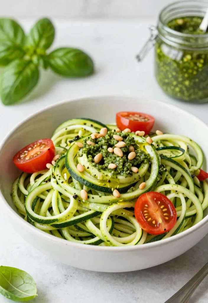12 Dinner Recipes Under 500 Calories for Light Evenings 4. Zucchini Noodles with Pesto 0