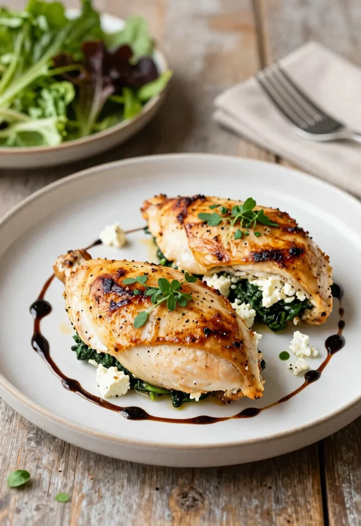 12 Dinner Recipes Under 500 Calories for Light Evenings 9. Feta and Spinach Stuffed Chicken Breasts 0