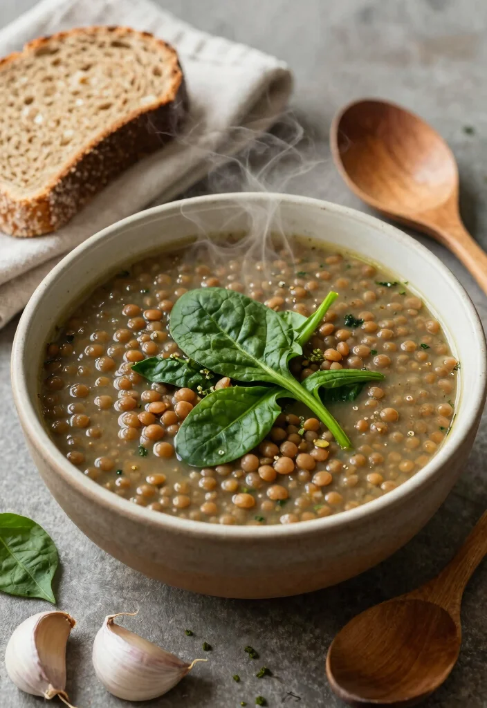 12 Vegan High Volume Low Calorie Recipes for Filling Plates 4. Lentil Soup with Spinach 0