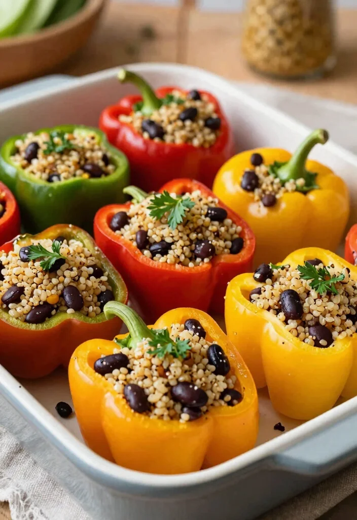 12 Vegan High Volume Low Calorie Recipes for Filling Plates 9. Stuffed Bell Peppers 0